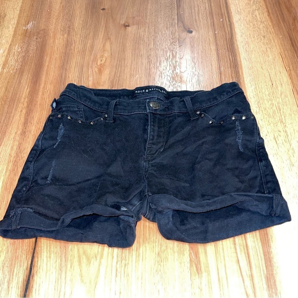 Rock & Republic Studded Distressed Jean Shorts Women's